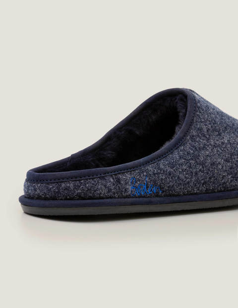 Chaussons À Enfiler - Feutre bleu marine Chaussons À Enfiler - Feutre bleu marine