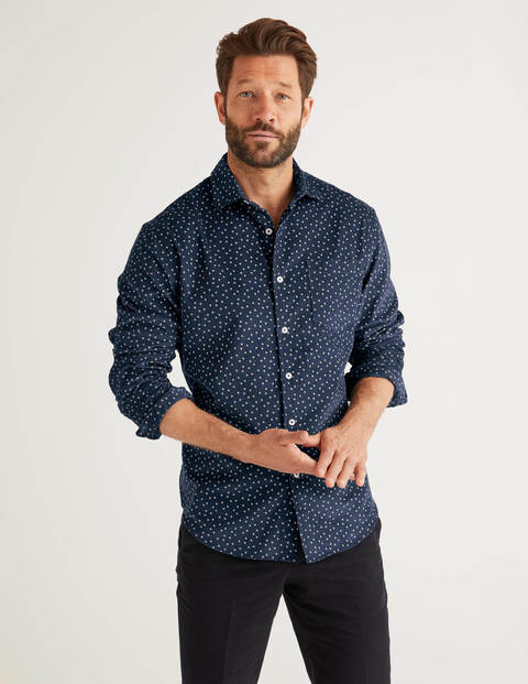 navy printed shirt
