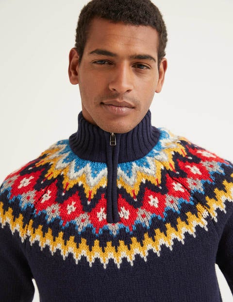 Fair Isle Half-Zip - Navy Fair Isle Half-Zip - Navy