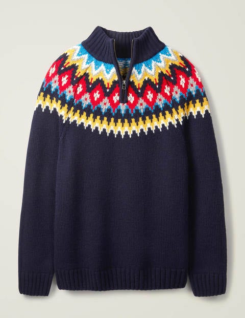 Fair Isle Half-Zip - Navy Fair Isle Half-Zip - Navy