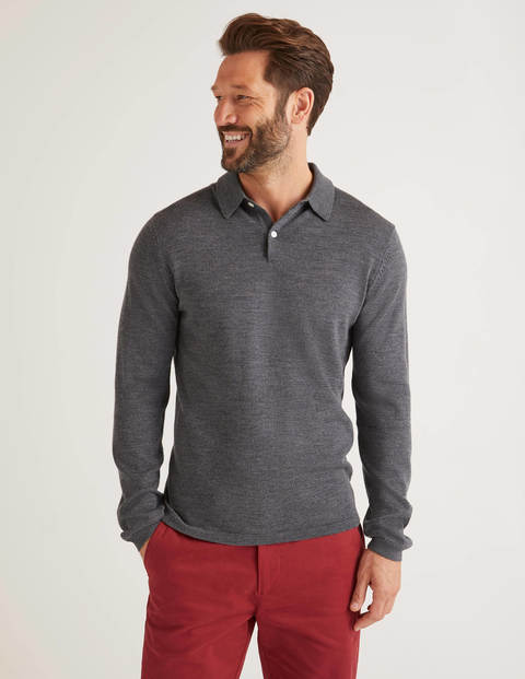 Amberley Knitted Polo - Charcoal Marl Amberley Knitted Polo - Charcoal Marl