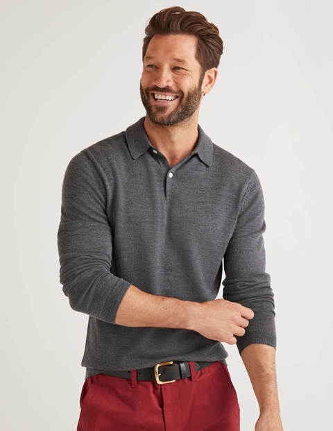 Amberley Knitted Polo - Charcoal Marl Amberley Knitted Polo - Charcoal Marl