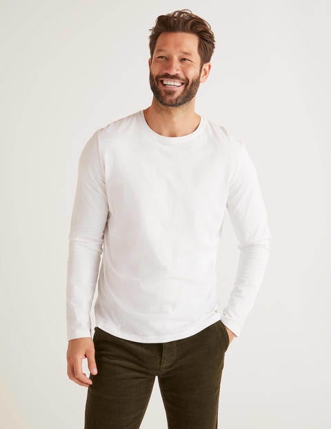 Langärmliges Vorgewaschenes Shirt - Weiß Langärmliges Vorgewaschenes Shirt - Weiß