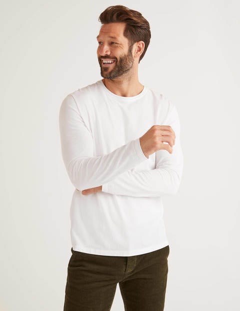 Langärmliges Vorgewaschenes Shirt - Weiß Langärmliges Vorgewaschenes Shirt - Weiß
