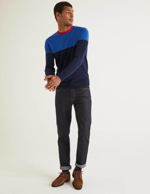 Cashmere Crew Neck - Blues Colourblock Cashmere Crew Neck - Blues Colourblock