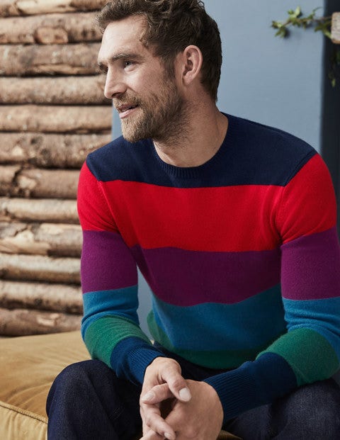 Cashmere Crew Neck - Rainbow Stripe Cashmere Crew Neck - Rainbow Stripe