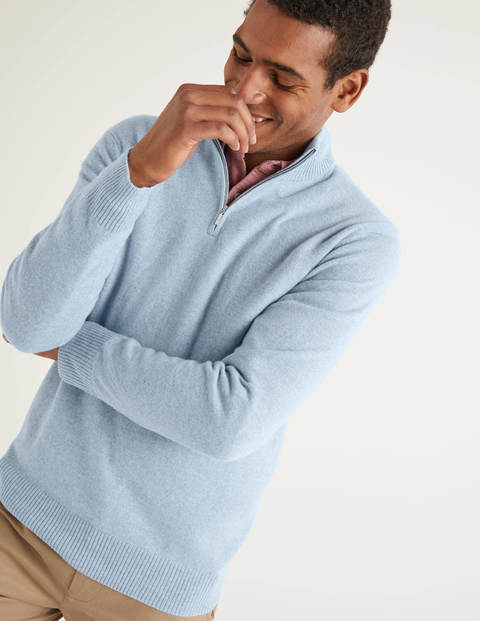 Cashmere Half-Zip - Ice Blue Heather Cashmere Half-Zip - Ice Blue Heather
