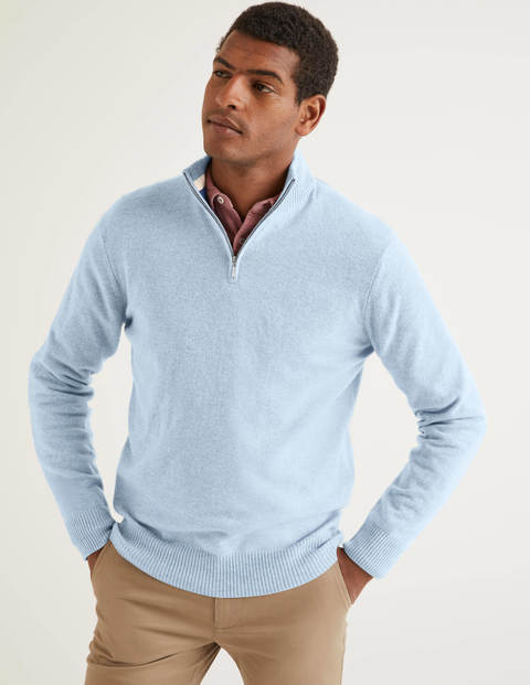 Cashmere Half-Zip - Ice Blue Heather Cashmere Half-Zip - Ice Blue Heather