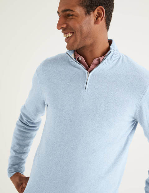Cashmere Half-Zip - Ice Blue Heather Cashmere Half-Zip - Ice Blue Heather