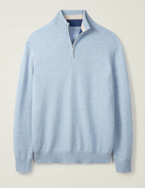 Cashmere Half-Zip - Ice Blue Heather Cashmere Half-Zip - Ice Blue Heather