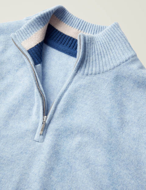 Cashmere Half-Zip - Ice Blue Heather Cashmere Half-Zip - Ice Blue Heather