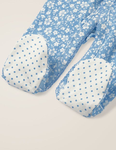 Gemusterter Schlafanzug - Helles Himmelblau, Vintage-Blumenmuster Gemusterter Schlafanzug - Helles Himmelblau, Vintage-Blumenmuster