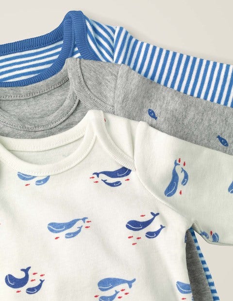 3 Pack Whales Bodysuits - Ivory Baby Whales 3 Pack Whales Bodysuits - Ivory Baby Whales