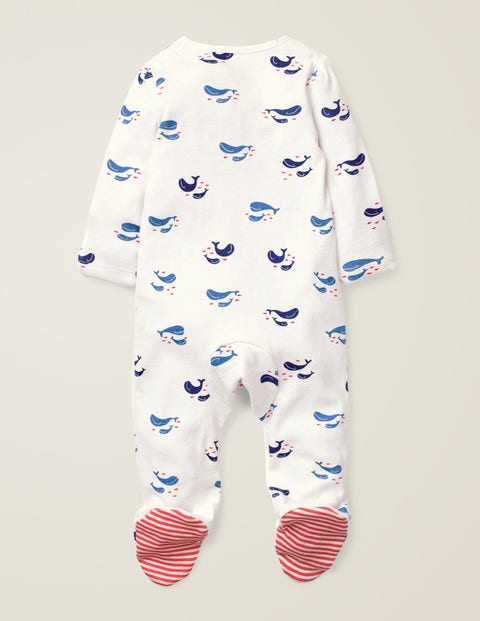 Cosy Printed Sleepsuit - Ivory Baby Whales Cosy Printed Sleepsuit - Ivory Baby Whales
