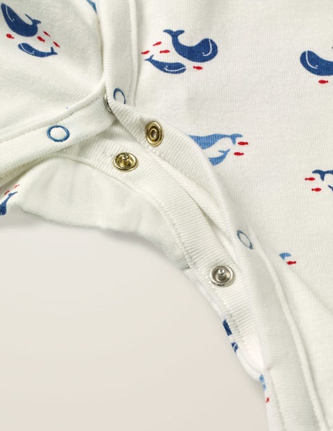 Cosy Printed Sleepsuit - Ivory Baby Whales Cosy Printed Sleepsuit - Ivory Baby Whales