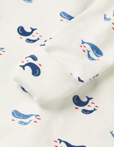 Cosy Printed Sleepsuit - Ivory Baby Whales Cosy Printed Sleepsuit - Ivory Baby Whales