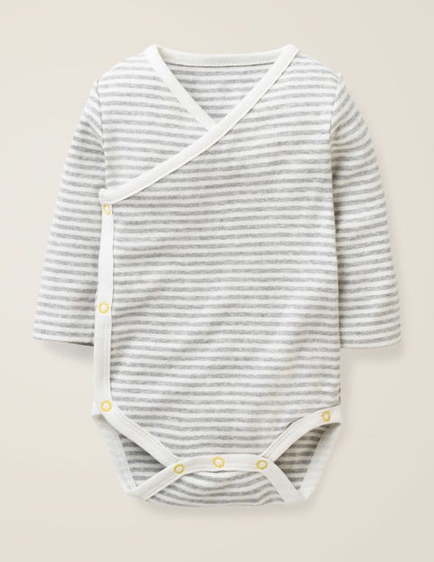 Stripy Wrap Body - Ivory/Grey Marl Stripe Stripy Wrap Body - Ivory/Grey Marl Stripe