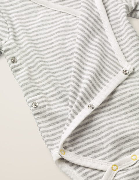 Stripy Wrap Body - Ivory/Grey Marl Stripe Stripy Wrap Body - Ivory/Grey Marl Stripe