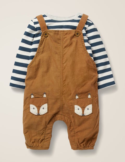 Cord Dungaree Play Set - Butterscotch Brown Foxes Cord Dungaree Play Set - Butterscotch Brown Foxes