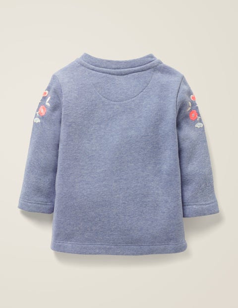 Floral Embroidered Sweatshirt - Elizabethan Blue Marl Floral Embroidered Sweatshirt - Elizabethan Blue Marl
