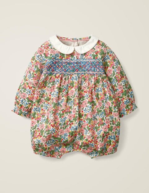 Smocked Printed Romper - Chalky Pink Flower Berry Smocked Printed Romper - Chalky Pink Flower Berry