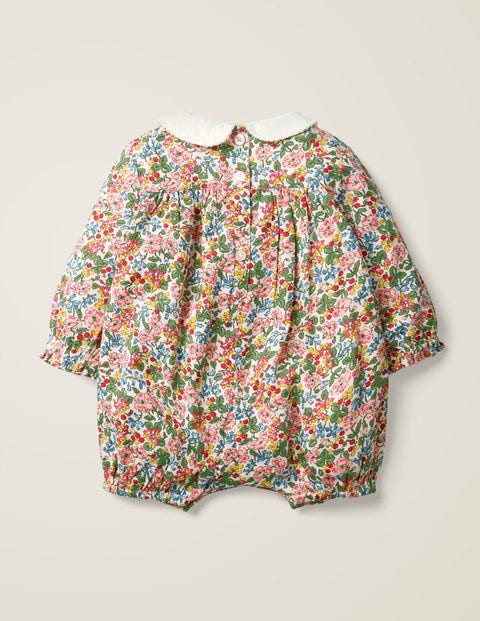 Smocked Printed Romper - Chalky Pink Flower Berry Smocked Printed Romper - Chalky Pink Flower Berry
