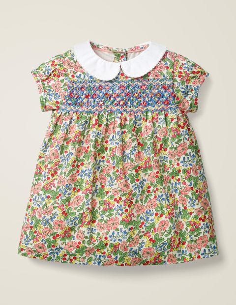Smock Dress - Chalky Pink Flower Berry Smock Dress - Chalky Pink Flower Berry