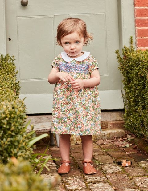 Smock Dress - Chalky Pink Flower Berry Smock Dress - Chalky Pink Flower Berry