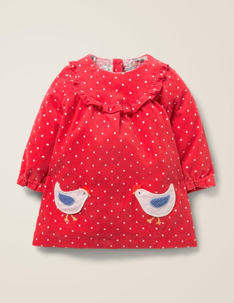 Robe À Bordure Volantée - Poulets rouge carmin Robe À Bordure Volantée - Poulets rouge carmin