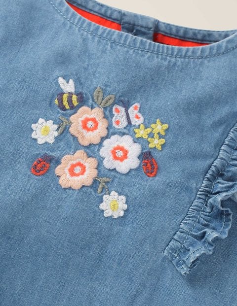 Spielset Mit Gewebtem Oberteil - Faux-Uni, Blumenstickerei Spielset Mit Gewebtem Oberteil - Faux-Uni, Blumenstickerei