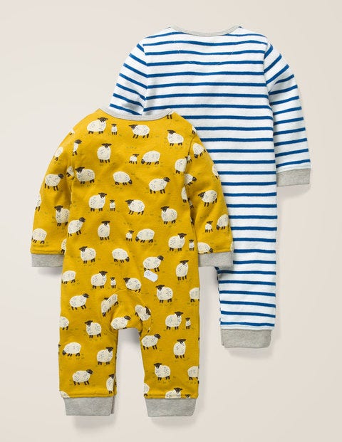 Twin Pack Rompers - Mustard Yellow Baby Sheep Twin Pack Rompers - Mustard Yellow Baby Sheep