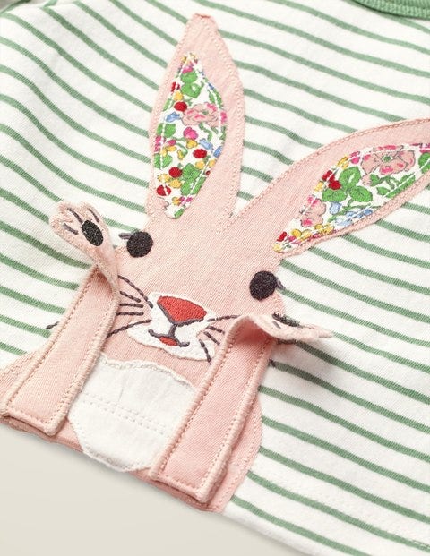 Novelty Animal T-Shirt - Ivory/Rosemary Green Bunny Novelty Animal T-Shirt - Ivory/Rosemary Green Bunny