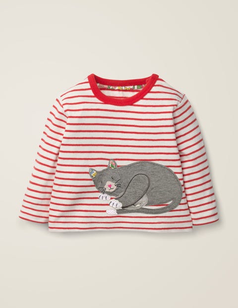 Originelles T-Shirt Mit Tiermotiv - Naturweiß/Karminrot, Katze Originelles T-Shirt Mit Tiermotiv - Naturweiß/Karminrot, Katze