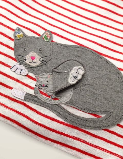 Originelles T-Shirt Mit Tiermotiv - Naturweiß/Karminrot, Katze Originelles T-Shirt Mit Tiermotiv - Naturweiß/Karminrot, Katze