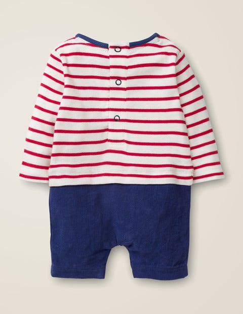 Stripy T-Shirt Romper - Ivory/Poppadew Red Stripy T-Shirt Romper - Ivory/Poppadew Red