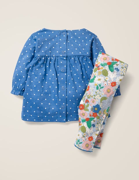 Applique Jersey Dress Set - Elizabethan Blue/Ivory Bunny Applique Jersey Dress Set - Elizabethan Blue/Ivory Bunny