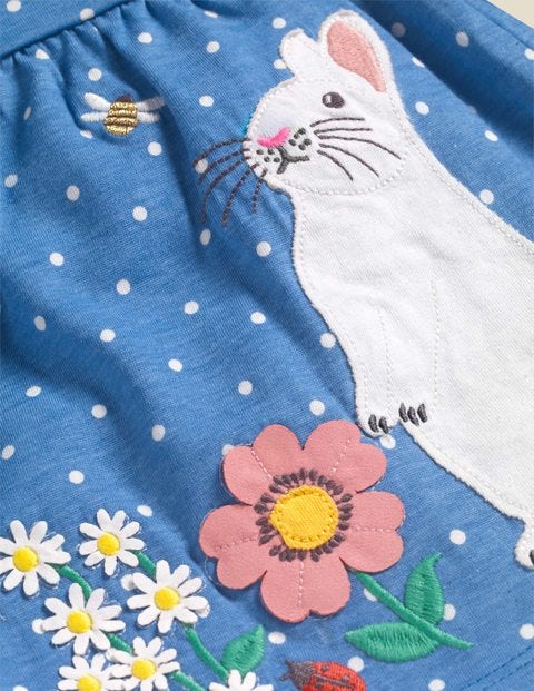 Applique Jersey Dress Set - Elizabethan Blue/Ivory Bunny Applique Jersey Dress Set - Elizabethan Blue/Ivory Bunny