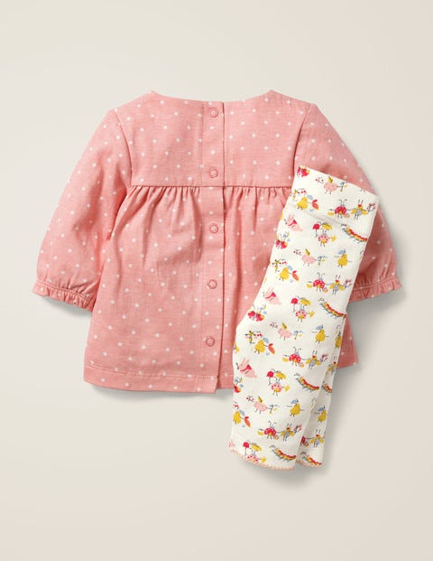 Applique Jersey Dress Set - Chalky Pink/Ivory Fruit Applique Jersey Dress Set - Chalky Pink/Ivory Fruit