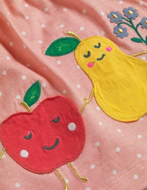 Applique Jersey Dress Set - Chalky Pink/Ivory Fruit Applique Jersey Dress Set - Chalky Pink/Ivory Fruit
