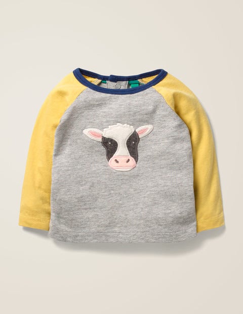 T-Shirt Mit Bauernhofmotiv - Grau Meliert, Kuh T-Shirt Mit Bauernhofmotiv - Grau Meliert, Kuh