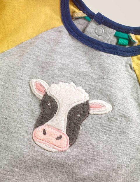 T-Shirt Mit Bauernhofmotiv - Grau Meliert, Kuh T-Shirt Mit Bauernhofmotiv - Grau Meliert, Kuh