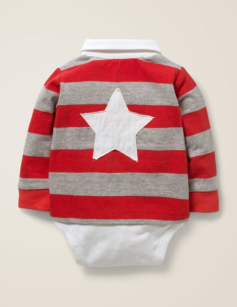 Rugby-Body - Paprikarot/Grau Meliert Rugby-Body - Paprikarot/Grau Meliert