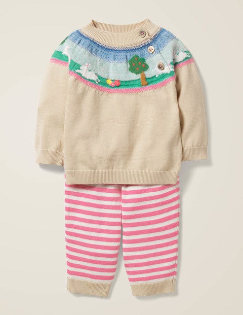 Knitted Play Set - Ecru Marl Bunnies Knitted Play Set - Ecru Marl Bunnies