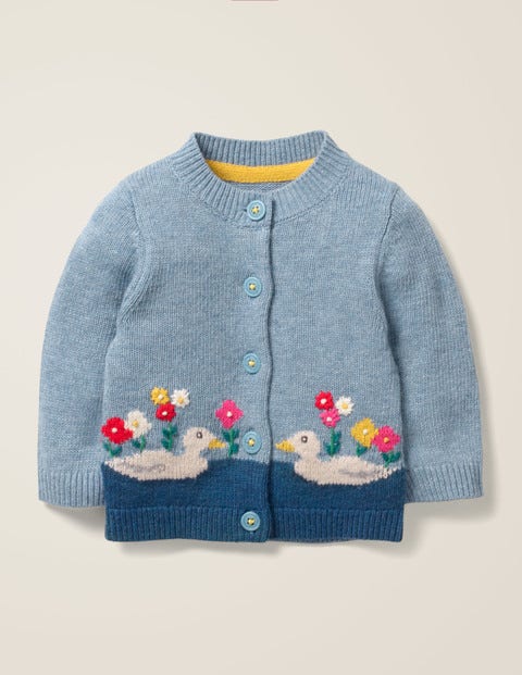 Gilet En Maille À Motif Nature - Scène bleu averse Gilet En Maille À Motif Nature - Scène bleu averse