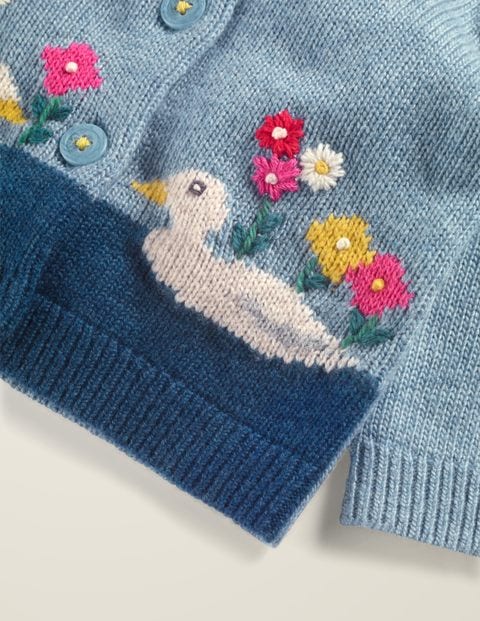 Gilet En Maille À Motif Nature - Scène bleu averse Gilet En Maille À Motif Nature - Scène bleu averse