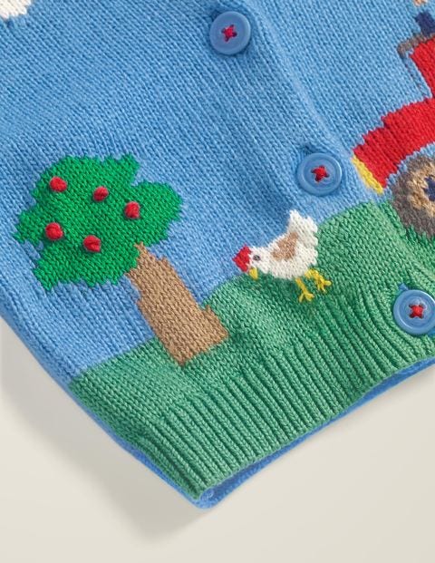 Farm Scene Cardigan - Elizabethan Blue Tractor Farm Scene Cardigan - Elizabethan Blue Tractor