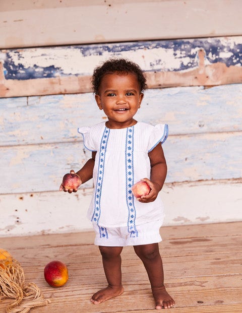 Sunny Days Woven Play Set - White Floral Embroidery Sunny Days Woven Play Set - White Floral Embroidery