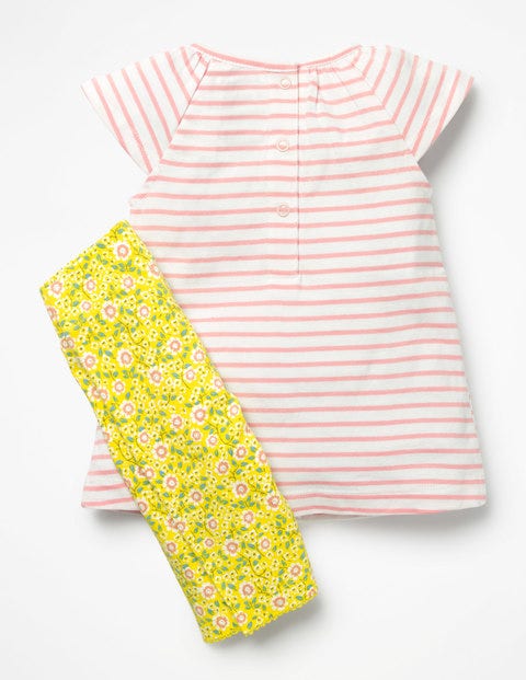 Kleid-Set Mit Großer Tierapplikation - Zartrosa/Weiß, Esel Kleid-Set Mit Großer Tierapplikation - Zartrosa/Weiß, Esel