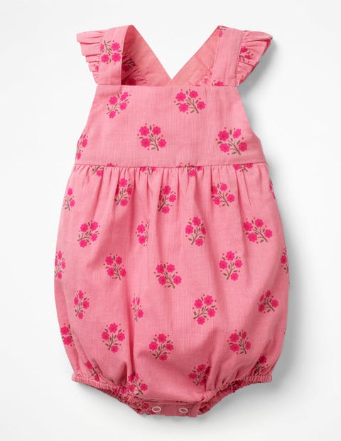 Frilly Bubble Romper - Flamingo Pink Woodblock Frilly Bubble Romper - Flamingo Pink Woodblock