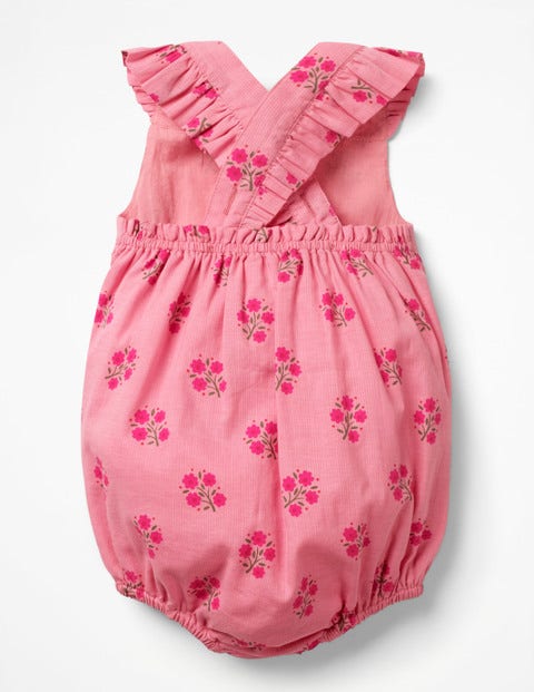 Frilly Bubble Romper - Flamingo Pink Woodblock Frilly Bubble Romper - Flamingo Pink Woodblock